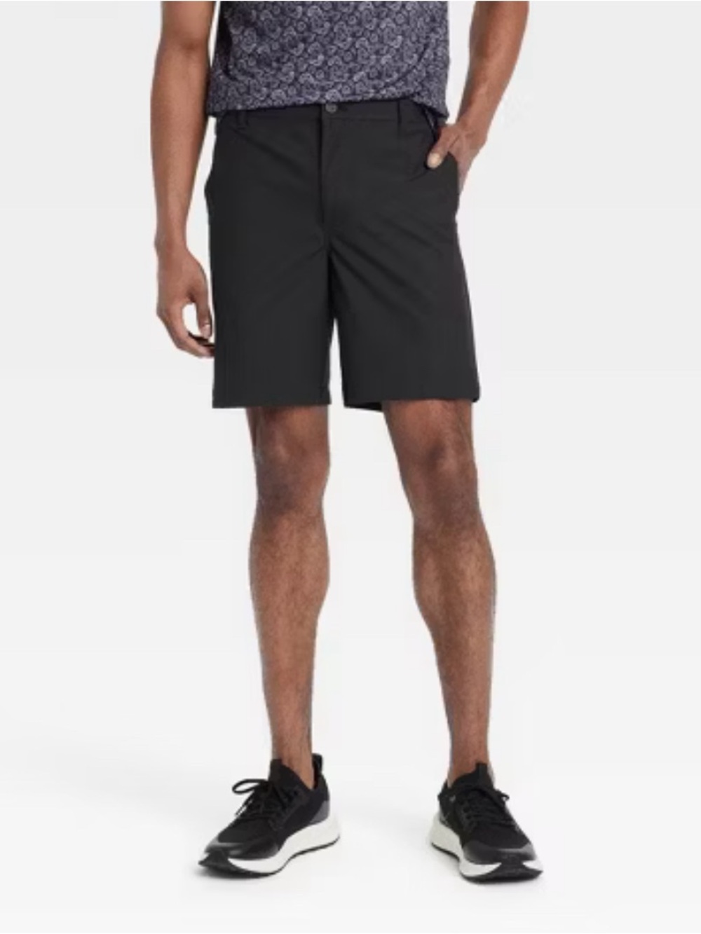 Men's 8" Golf Shorts Black 32: Moisture Wicking, Quick Dry, Zippered Pocket
